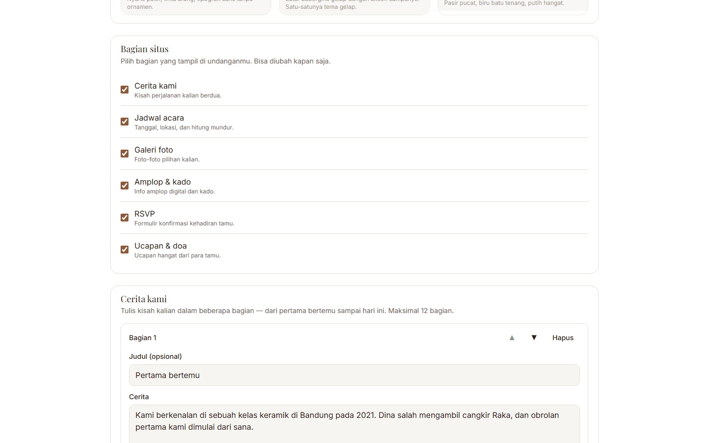 Tangkapan layar: Editor Situs Undangan